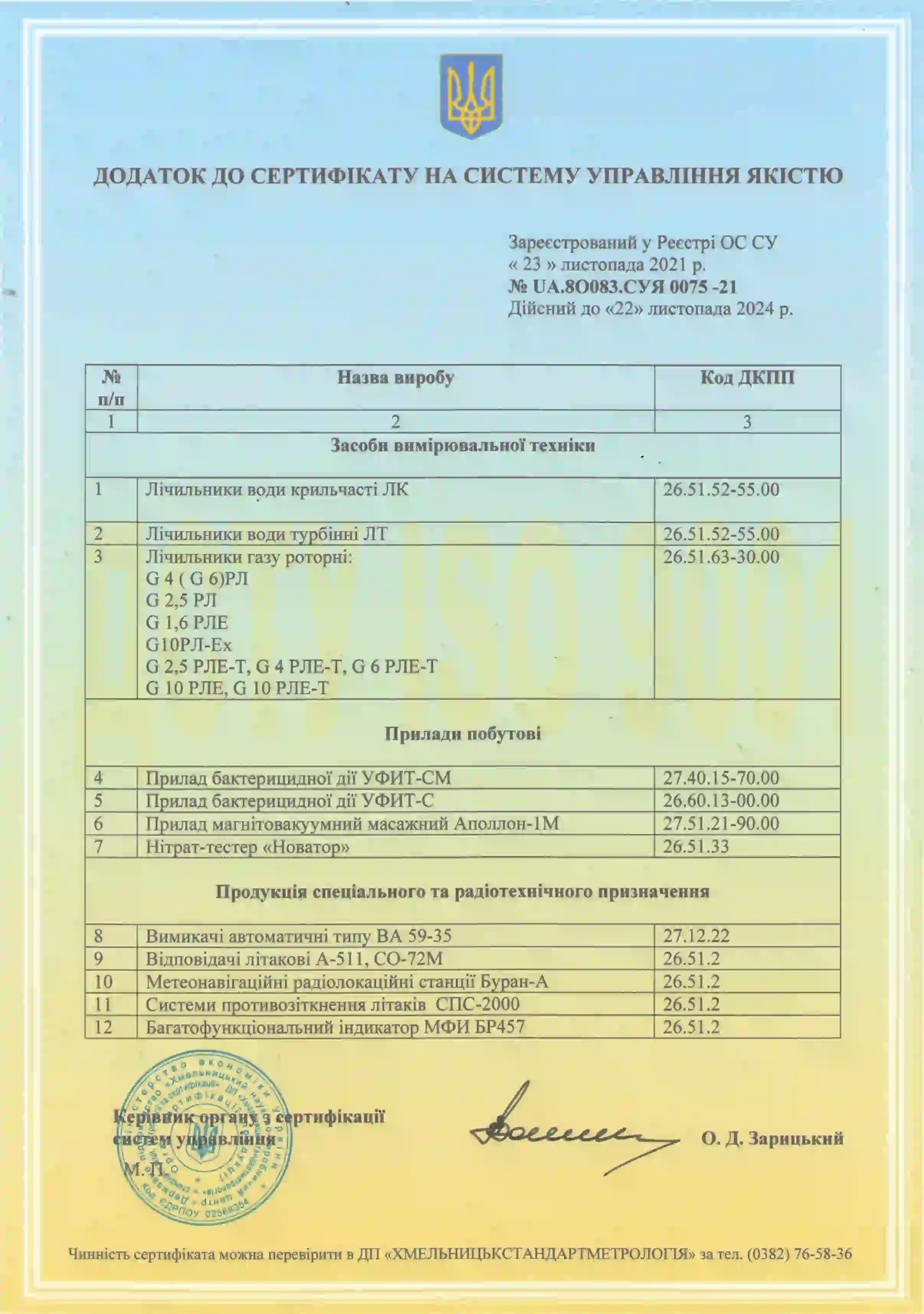 Сертифікат ISO 9001